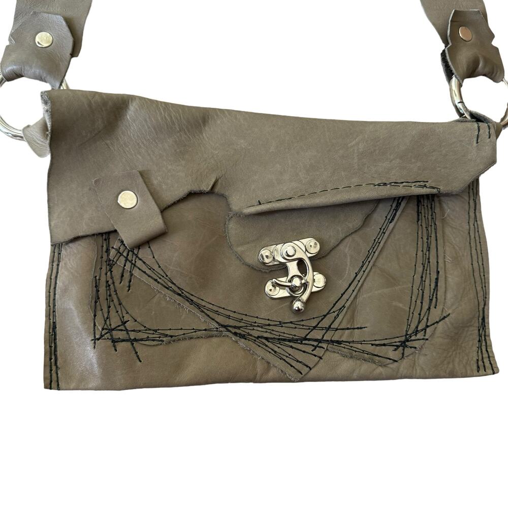 Boutique Mini Leather Crossbody Bag Brown Gray - Picture 3 of 11